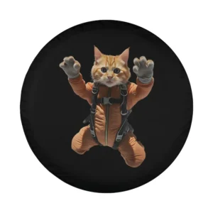 funny orange skydiving cat in parachute suit design only