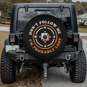 Funny orienteering compass don't follow me spare tire cover with backup camera hole for Jeep and camper