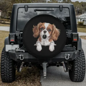 Funny peeking pocket Cavalier King Charles Spaniel spare tire cover with camera hole for Jeep