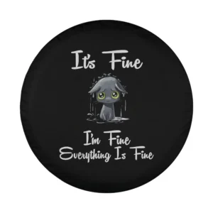 funny sad cat rain everything is fine cartoon cat spare tire cover design only