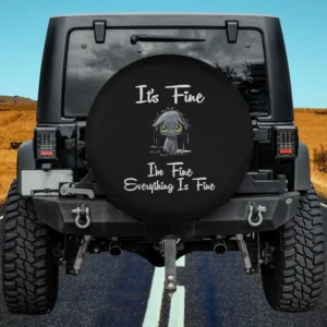 funny sad cat rain everything is fine spare tire cover no camera hole for Jeep SUV RV