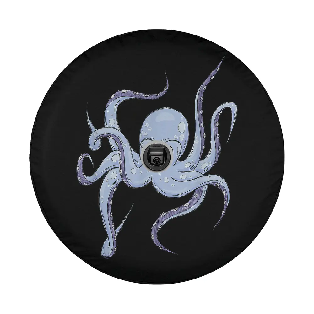 funny sea cartoon octopus with animated eyes design closeup