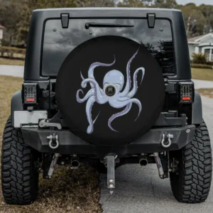 funny sea cartoon octopus with animated eyes spare tire cover with camera hole