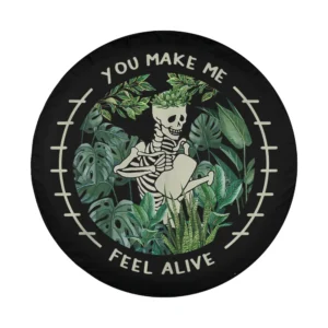 Funny skeleton and tropical plants Halloween tire cover design only