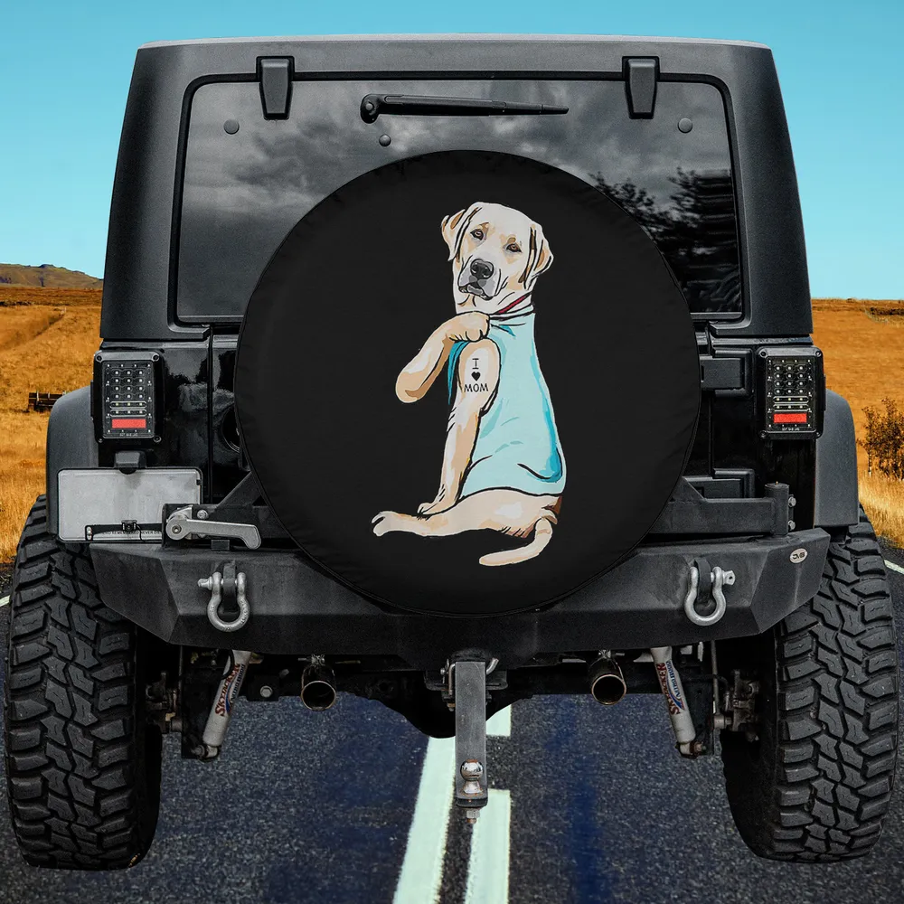 funny tattooed labrador i love mom spare tire cover no camera hole