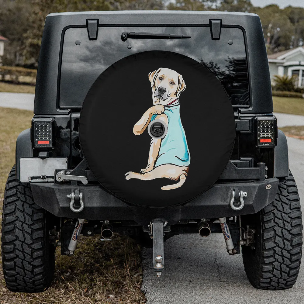 funny tattooed labrador i love mom spare tire cover with camera hole