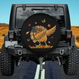 Funny turkey with sunglasses and autumn leaves Thanksgiving spare tire cover for Jeep or RV, no camera hole