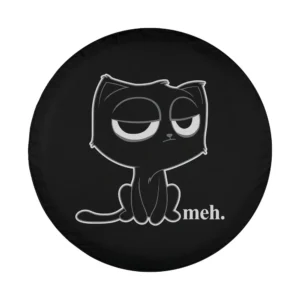 funny unimpressed cartoon cat meh design for spare tire cover Jeep SUV RV