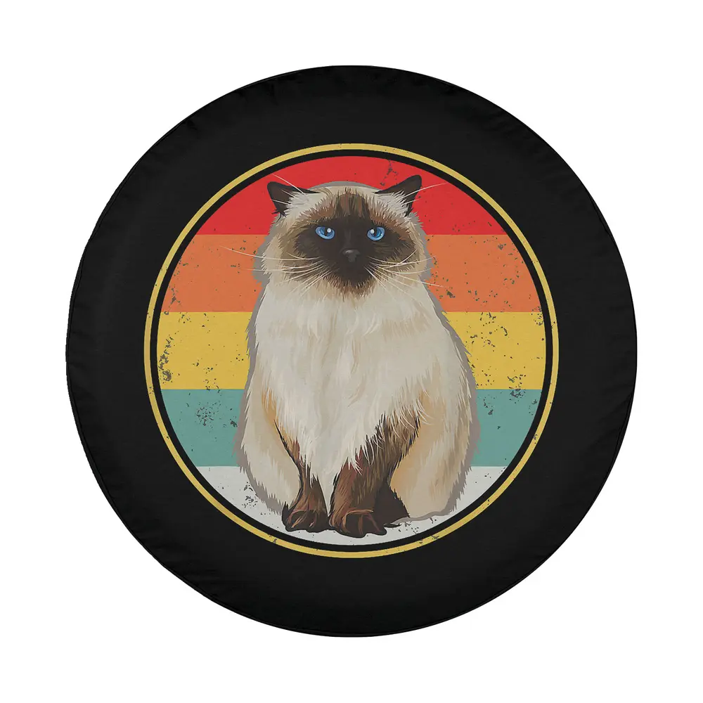 funny vintage sunset himalayan cat rainbow tire cover design only