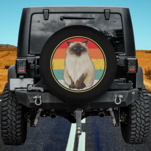 funny vintage sunset himalayan cat rainbow spare tire cover no camera hole