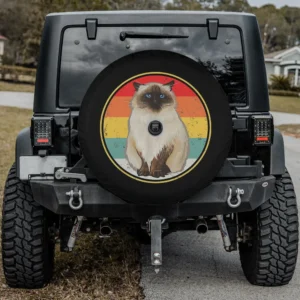funny vintage sunset himalayan cat rainbow spare tire cover with camera hole