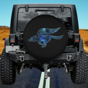 Galaxy fox silhouette star field spare tire cover with no camera hole for travel trailer