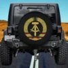 Gold wheat wreath and hammer GDR coat of arms spare tire cover with no camera hole