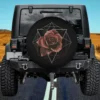 Geometric rose polygon line art spare tire cover for Land Rover Defender without camera hole