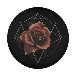 Geometric rose polygon line art design for spare tire cover