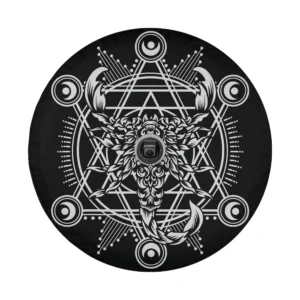 Geometric scorpion and sacred geometry Scorpio zodiac spare tire cover design art