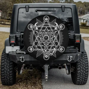 Geometric scorpion sacred geometry Scorpio zodiac spare tire cover with backup camera hole