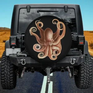 Giant ocean monster tentacles octopus spare tire cover with no camera hole on Jeep
