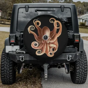 Giant ocean monster tentacles octopus spare tire cover with backup camera hole for SUV
