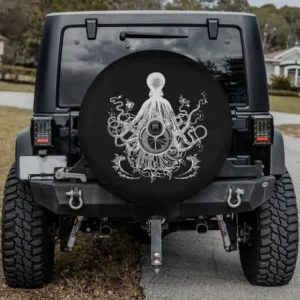 giant octopus compass vintage nautical spare tire cover with camera hole