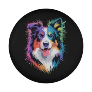 Glow in style black dog colorful flair design for spare tire cover