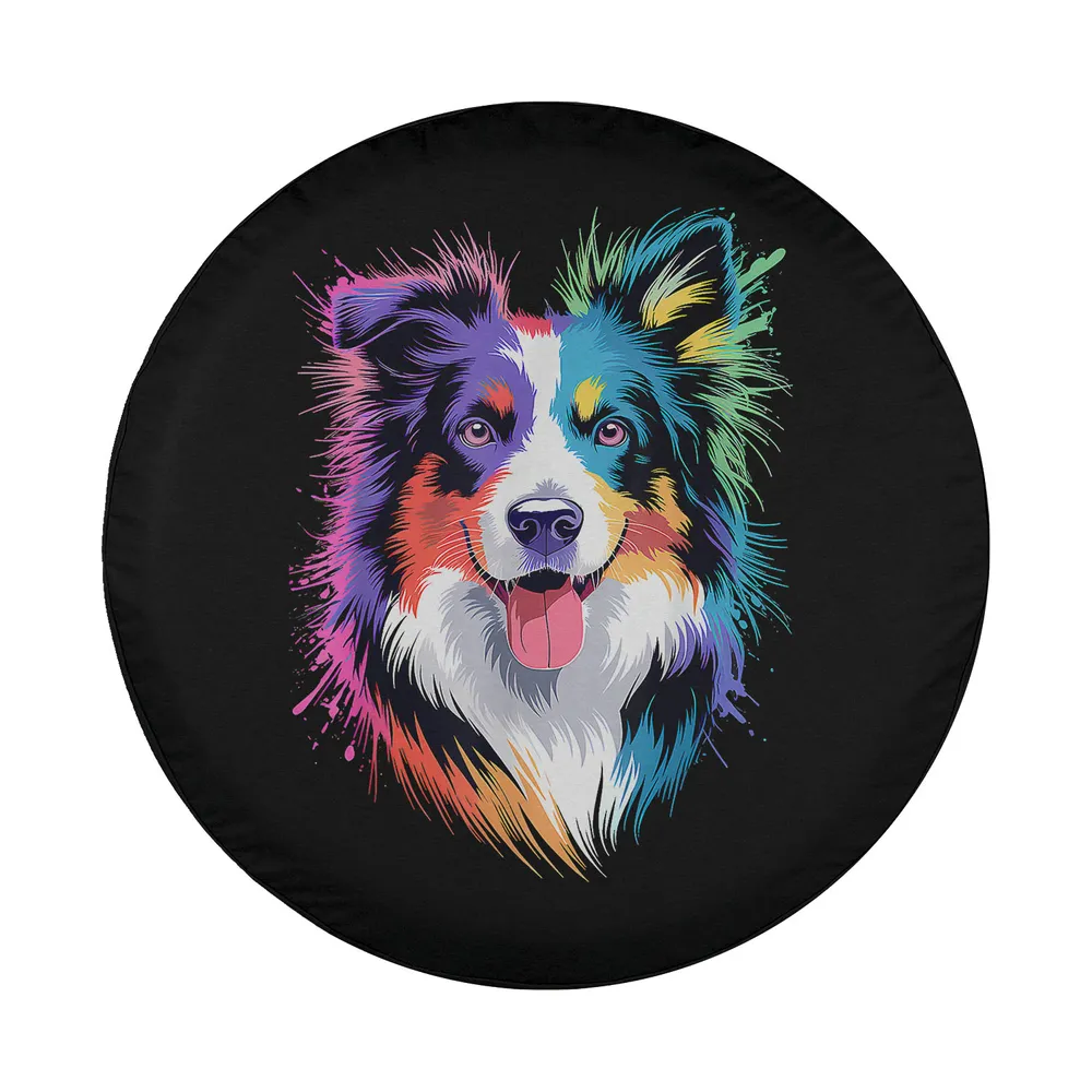 Glow in style black dog colorful flair design for spare tire cover