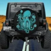 Glowing yellow eyes aqua kraken octopus spare tire cover with no camera hole for Jeep or SUV