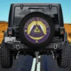 Gold laurel and all-seeing eye Masonic Grandmaster spare tire cover with no camera hole