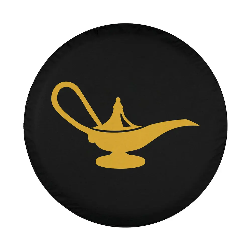 Gold magic lamp silhouette minimalist design for cat spare tire cover