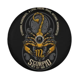 Gold scorpion mandala Scorpio zodiac design for custom spare tire cover