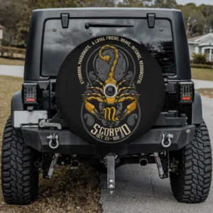 Gold scorpion mandala Scorpio zodiac spare tire cover with backup camera hole for Jeep Wrangler