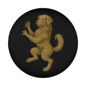 Golden Retriever crest renaissance heraldic medieval dog art on spare tire cover