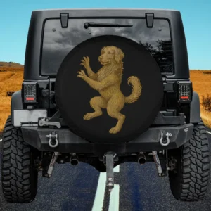 Golden Retriever crest renaissance heraldic medieval spare tire cover with no camera hole