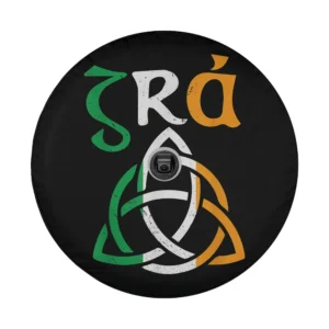 gra irish saying tricolor celtic knot design closeup for spare tire cover