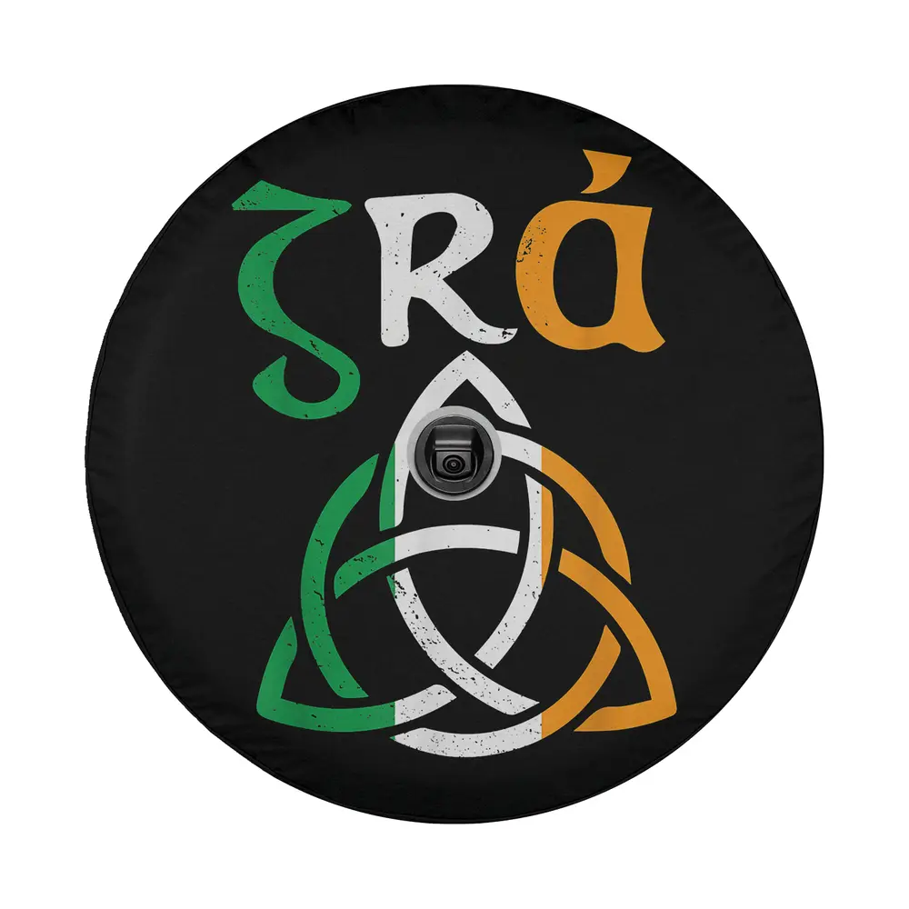 gra irish saying tricolor celtic knot design closeup for spare tire cover