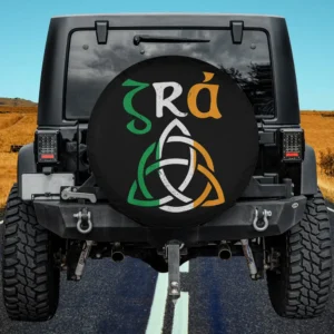 gra irish saying tricolor celtic knot spare tire cover no camera hole for Jeep SUV RV
