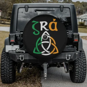 gra irish saying tricolor celtic knot spare tire cover with camera hole for Jeep SUV RV