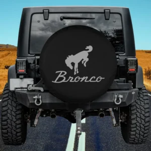 Gray Bronco Script Logo Ford Bronco Spare Tire Cover No Camera Hole