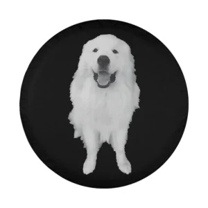 Great Pyrenees dog smiling white design for spare tire cover art