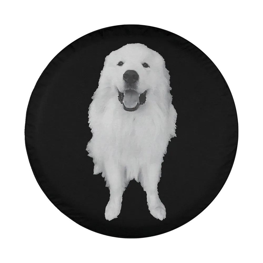 Great Pyrenees dog smiling white design for spare tire cover art