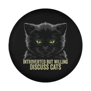 design of green eyed black cat introverted discuss cats spare tire cover