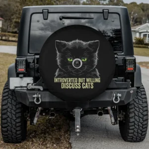 green eyed black cat introverted discuss cats spare tire cover with camera hole option