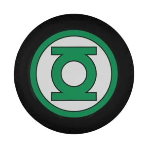 Green Lantern large logo superhero camper spare tire cover design closeup