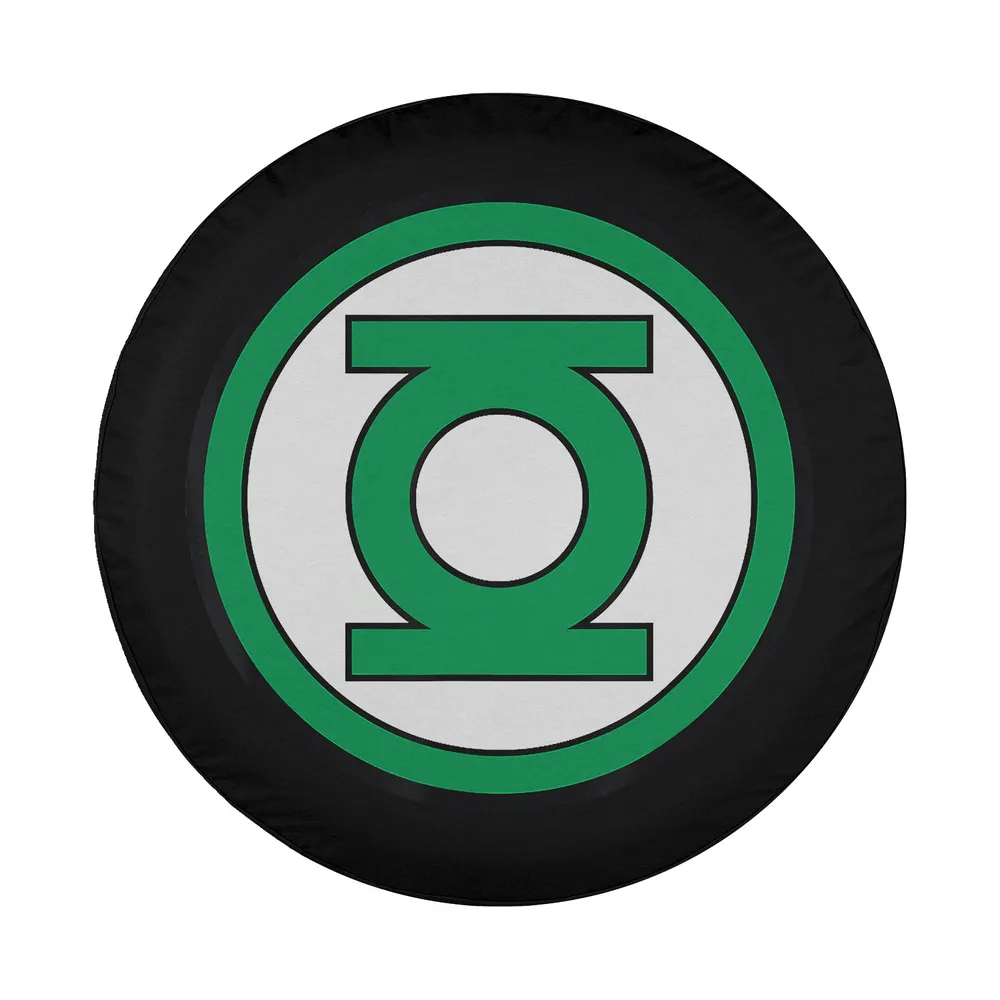Green Lantern large logo superhero camper spare tire cover design closeup