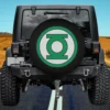Green Lantern large logo superhero camper spare tire cover with no camera hole on Jeep