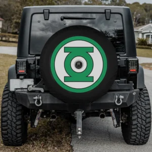 Green Lantern large logo superhero camper spare tire cover with backup camera hole for Jeep or RV