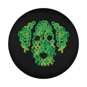 Green ribbon dog face awareness design for spare tire cover