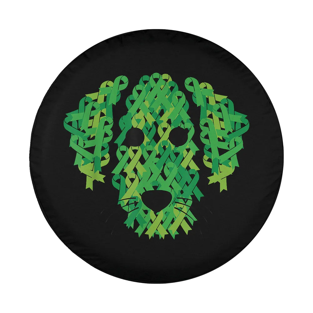 Green ribbon dog face awareness design for spare tire cover