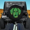 Green ribbon dog face awareness spare tire cover without camera hole for Jeep SUV RV