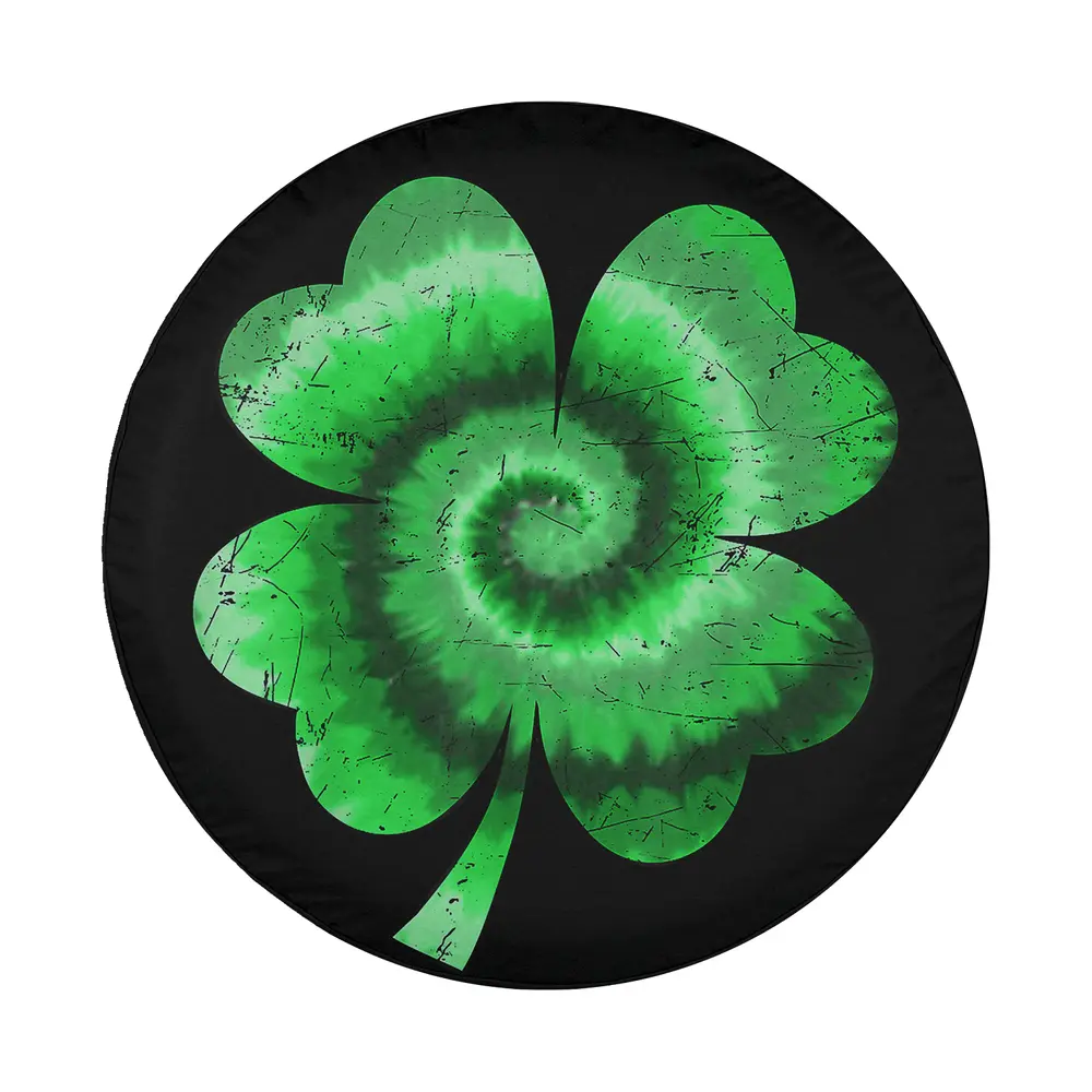 Green tie dye shamrock swirl St. Patrick's Day spare tire cover design only